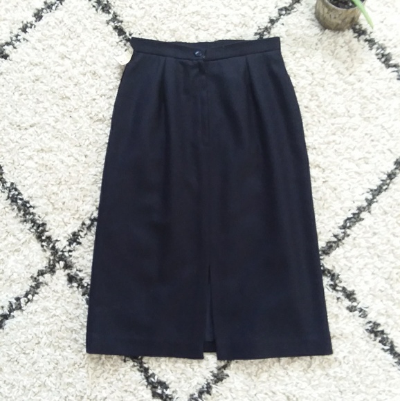 Navy wool blend pencil skirt - Picture 2 of 5